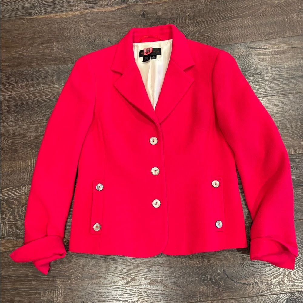 Nina Mclemore Jacket Pink 100% Virgin Wool 100% Silk Lining - Picture 12 of 12